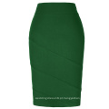 Kate Kasin Occident Women OL saia High Stretchy Hips-Wrapped Dark Green Pencil Skirt KK000269-5